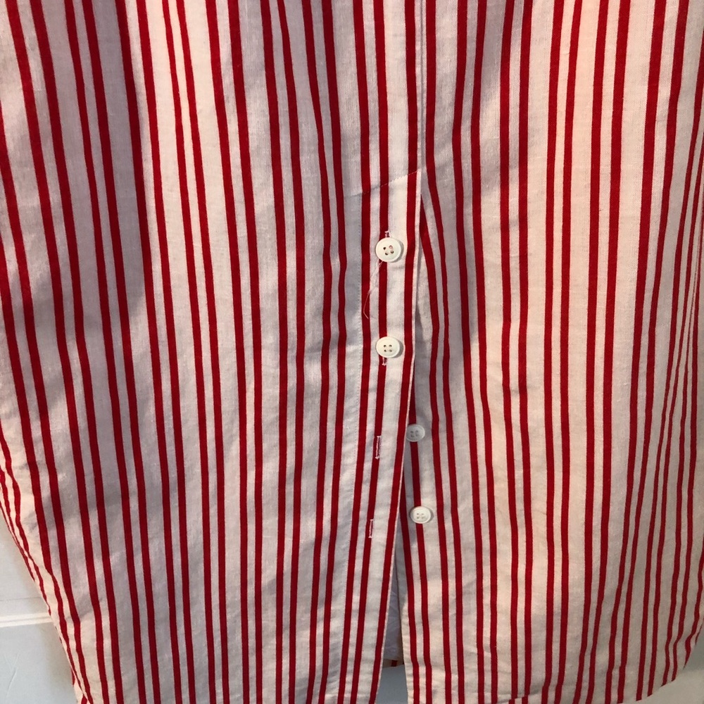 TOTOnKO Strawberries & Cream Striped Linen Cotton Blend Midi Skirt M - Picture 5 of 8
